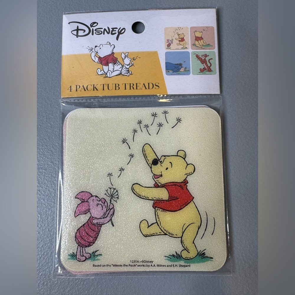 Disney Pooh Piglet tigger eeyore Bath Tub Treads 4 pack - Yellow, Pink, Red